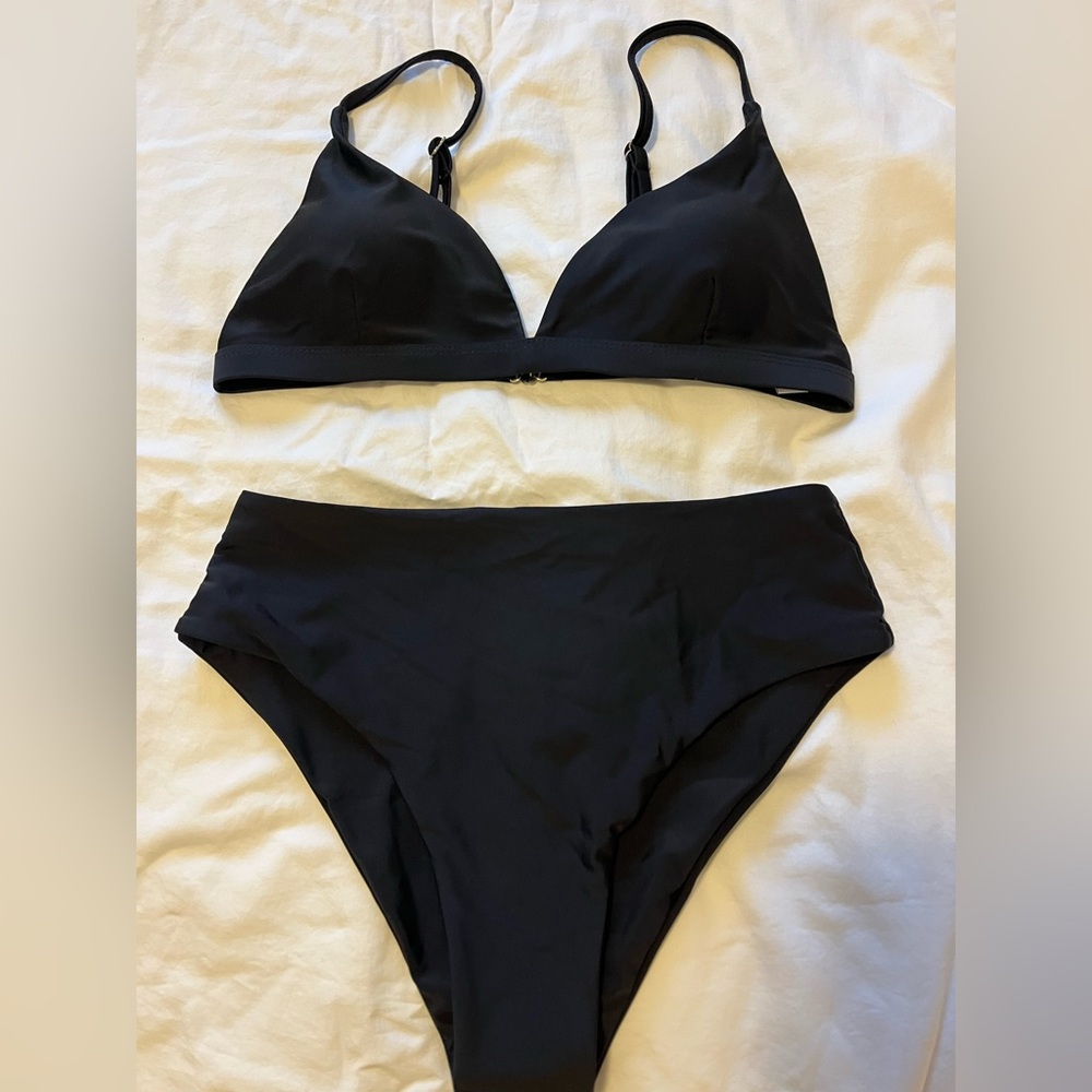 Black high waisted bikini set, Size Medium, never worn